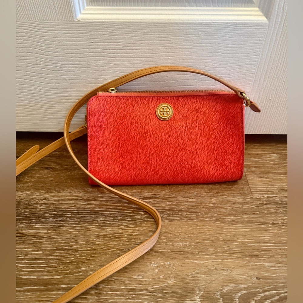 Tory Burch Women's Crossbody Leather Purse, Vibrant Orange